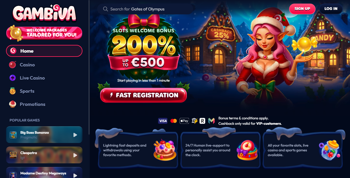 Gambiva Casino Näyttökuva tietokoneelle